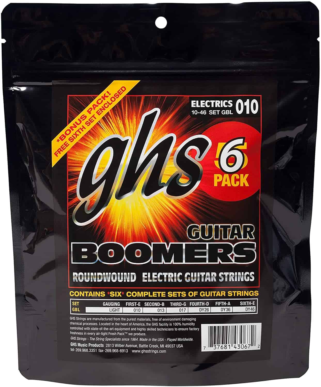 Miglior fascia media: corde per chitarra elettrica GHS Boomers