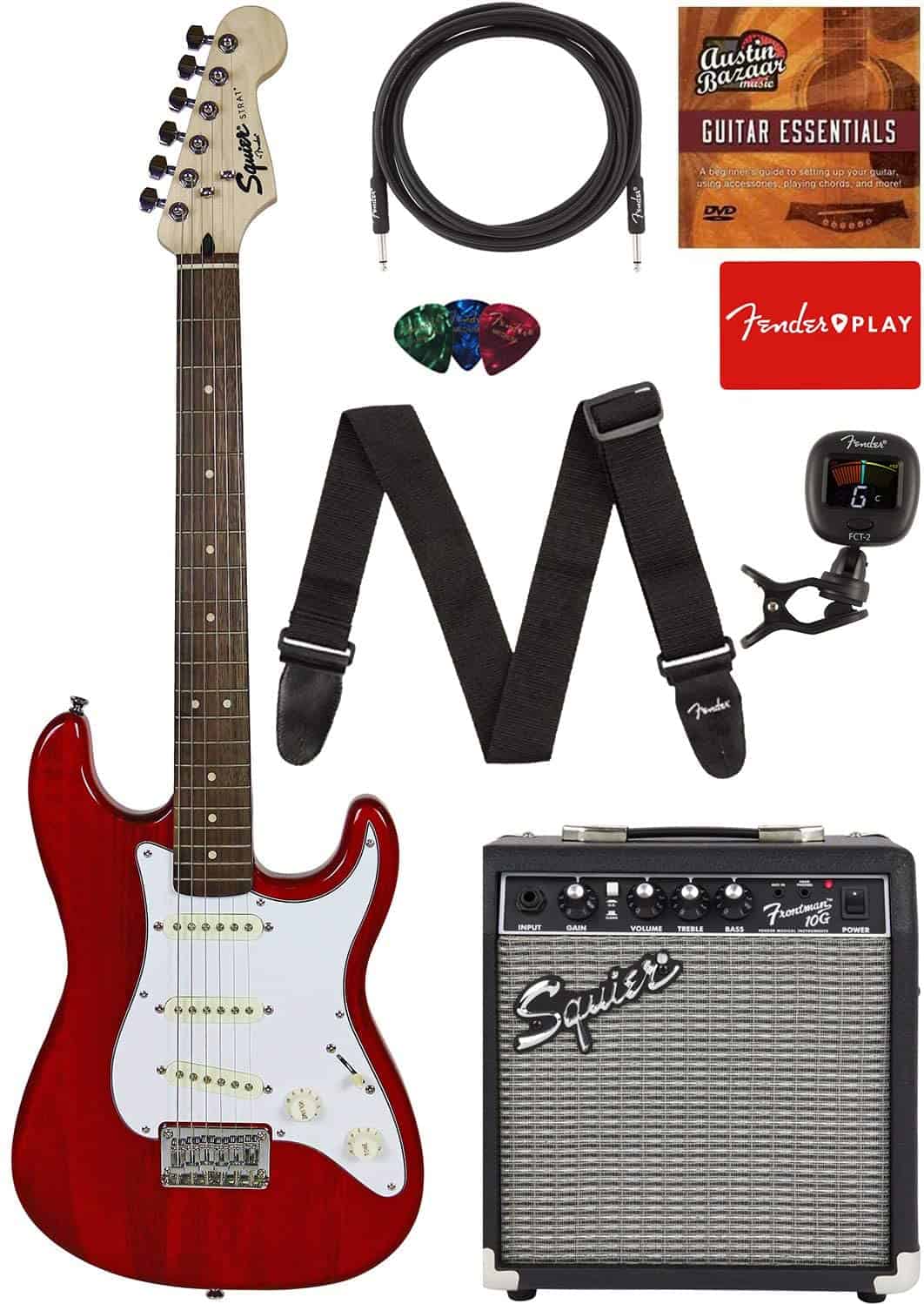 Plej bona blusa gitaro por malgrandaj fingroj - Fender Squier Short Scale Stratocaster