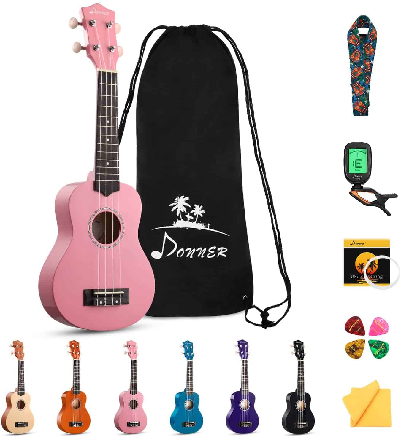 Ukulele okuhle kakhulu kwezingane: Donner Soprano Beginner Kit DUS 10-K