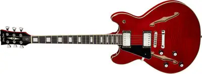 Best semi hollow body guitar for left-handed players: Harley Benton HB-35Plus LH Cherry