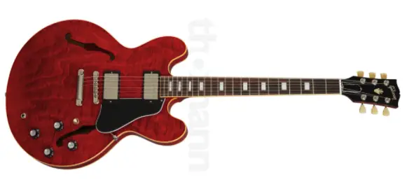 Plej bona Premium duonkava korpa gitaro: Gibson ES-335 Figured 60s Cherry