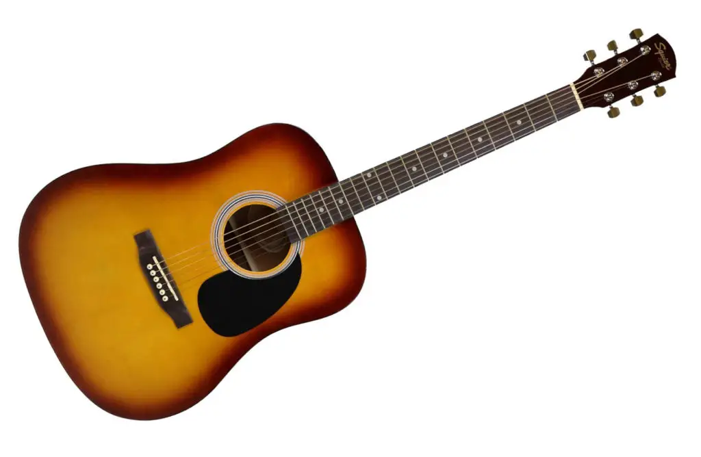 Fender Squier dreadnaught é unha popular guitarra acústica de corpo oco